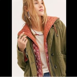 Free People Green Military Twill Jacket -Size S